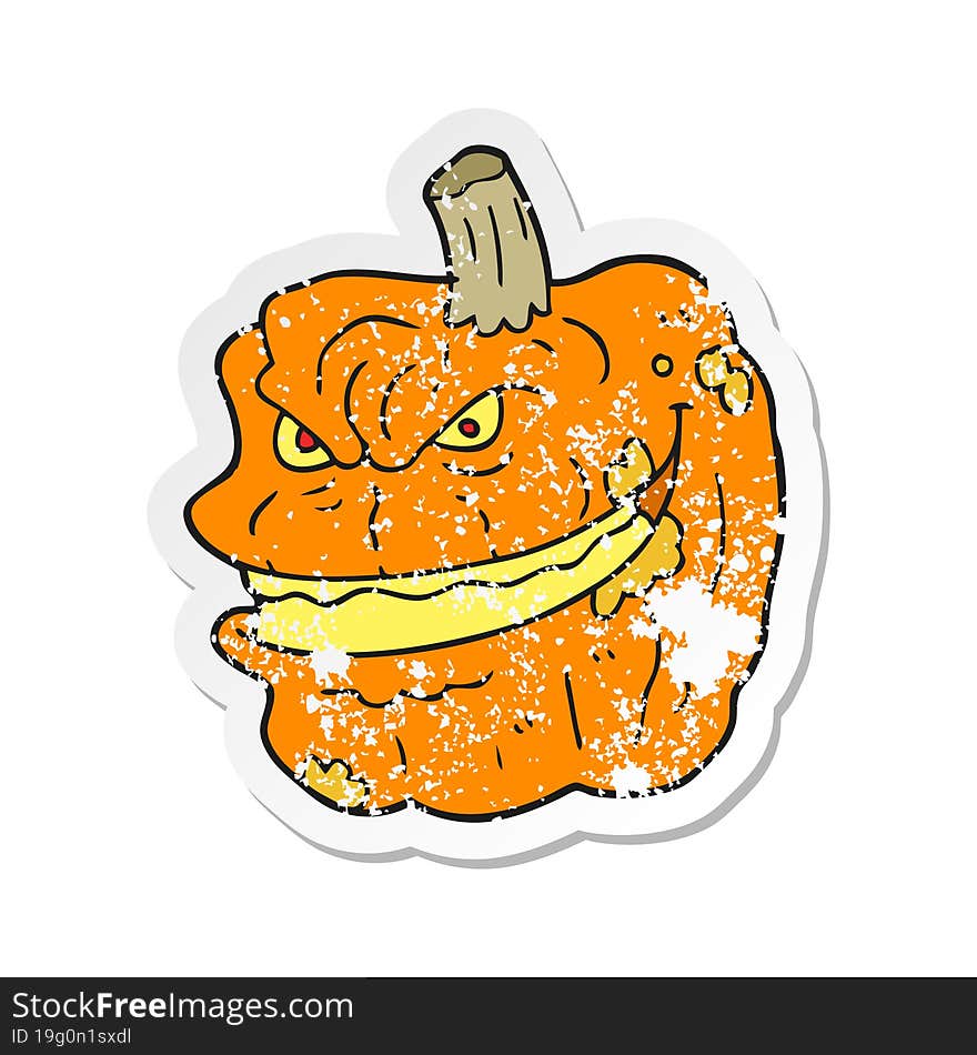 retro distressed sticker of a cartoon spooky pumpkin