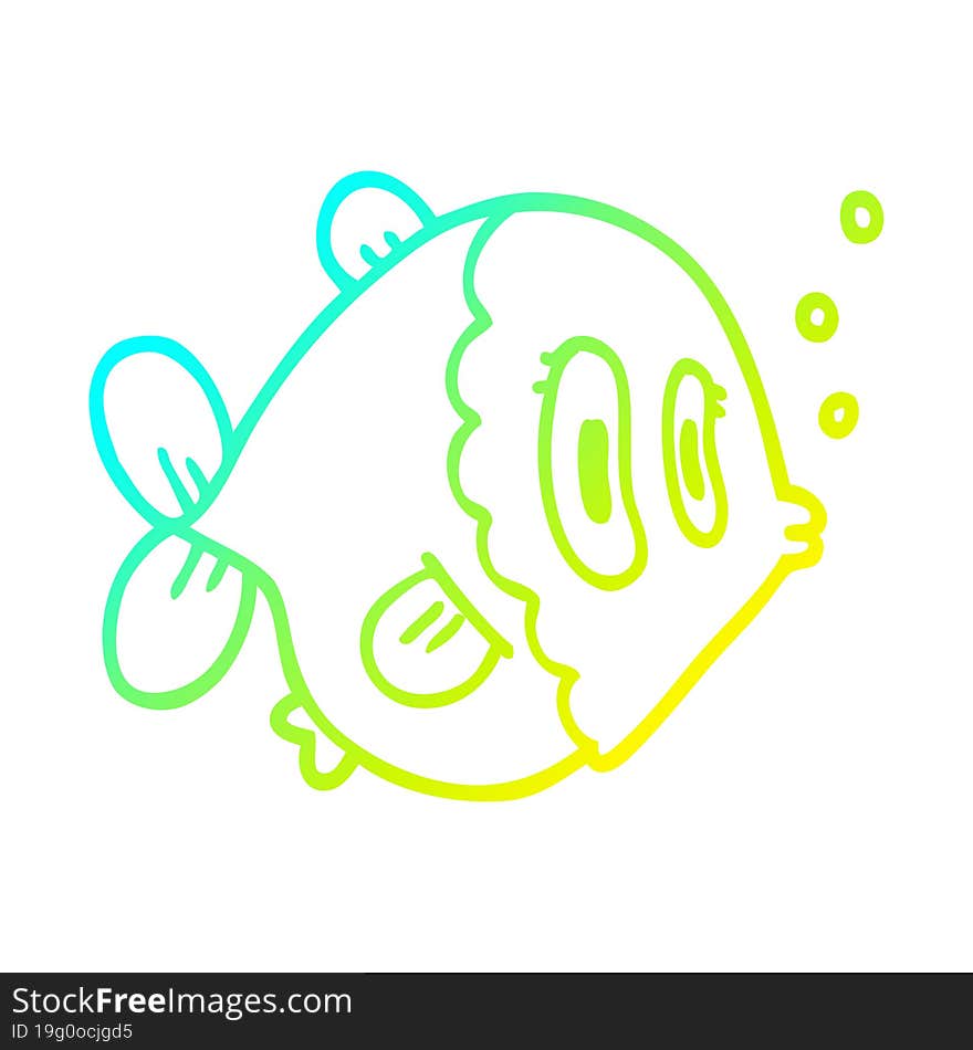 cold gradient line drawing cartoon fish