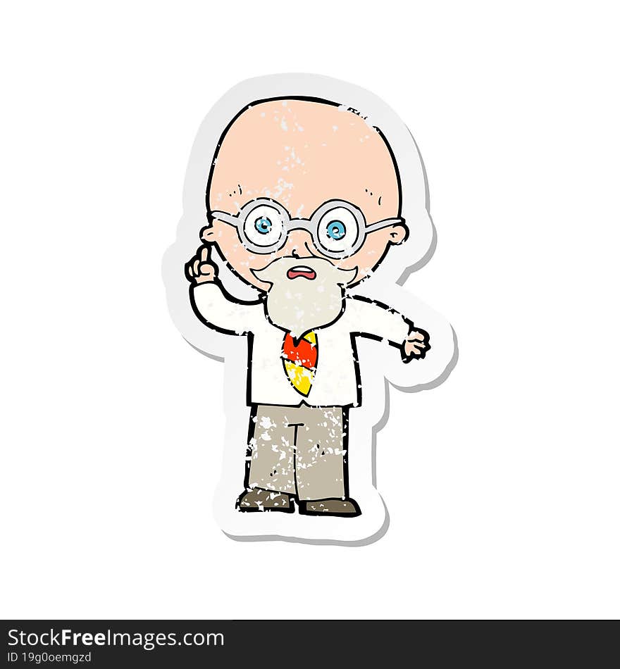 retro distressed sticker of a cartoon professor