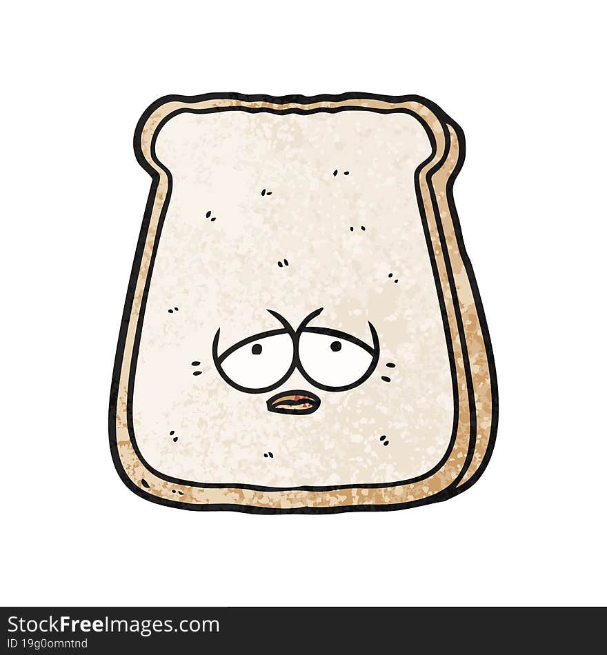 cartoon tired old slice of bread. cartoon tired old slice of bread