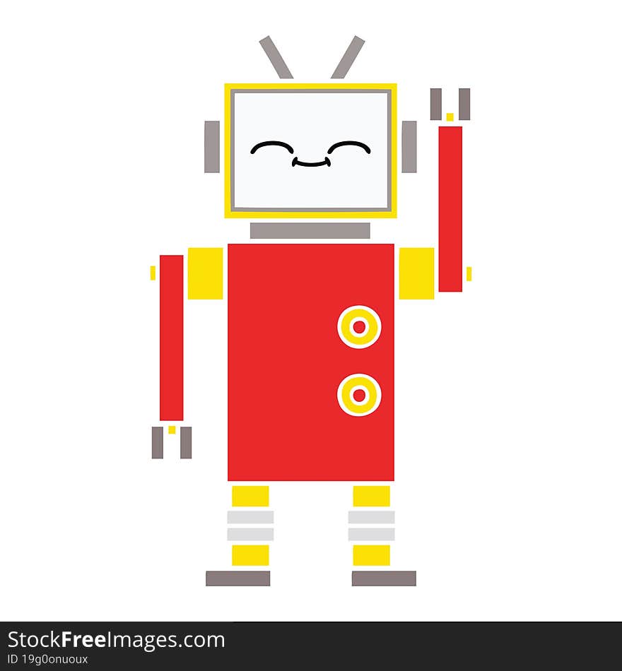 flat color retro cartoon robot