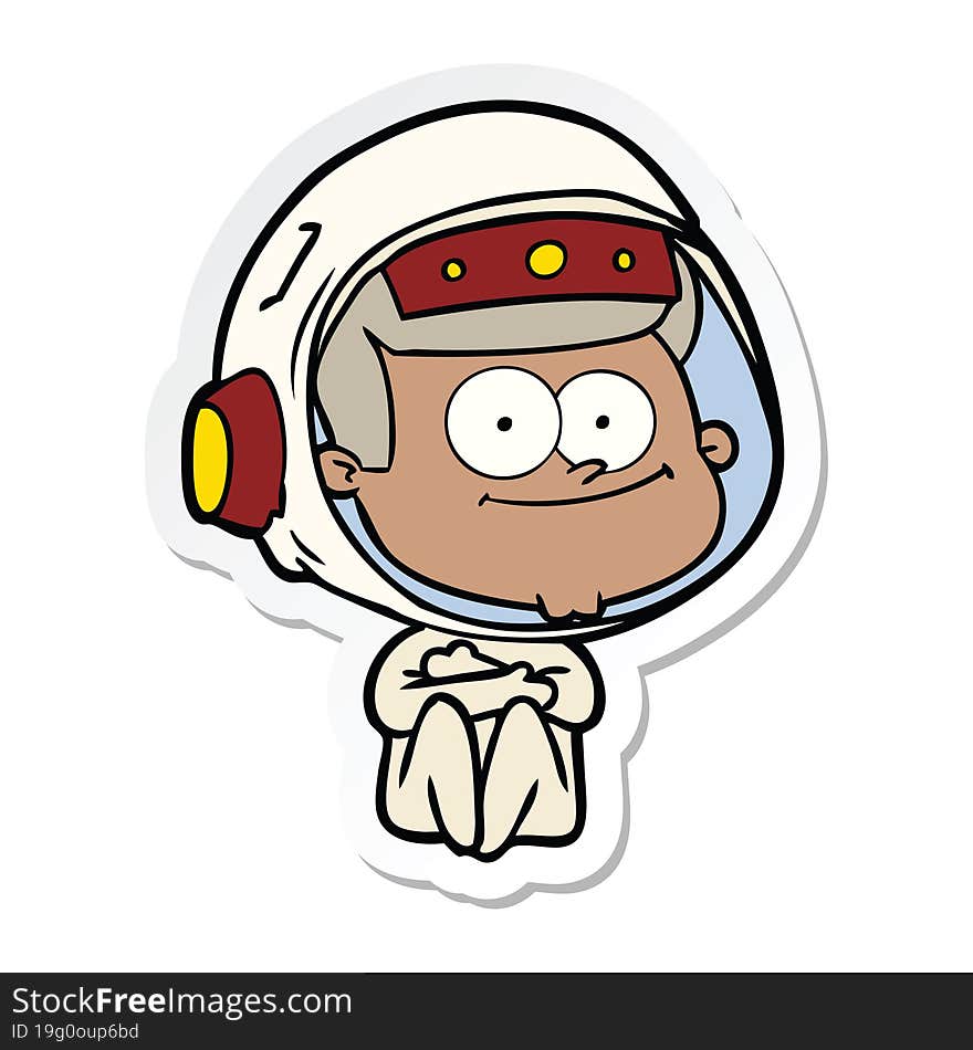 sticker of a happy astronaut cartoon