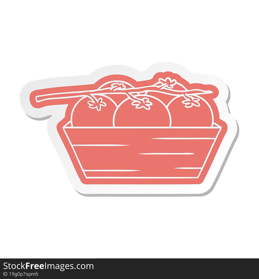 cartoon sticker of a box of tomatoes