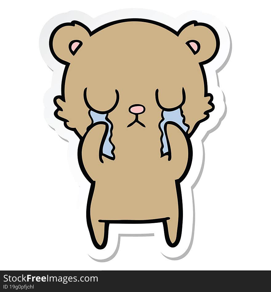 Sticker Of A Crying Cartoon Bear