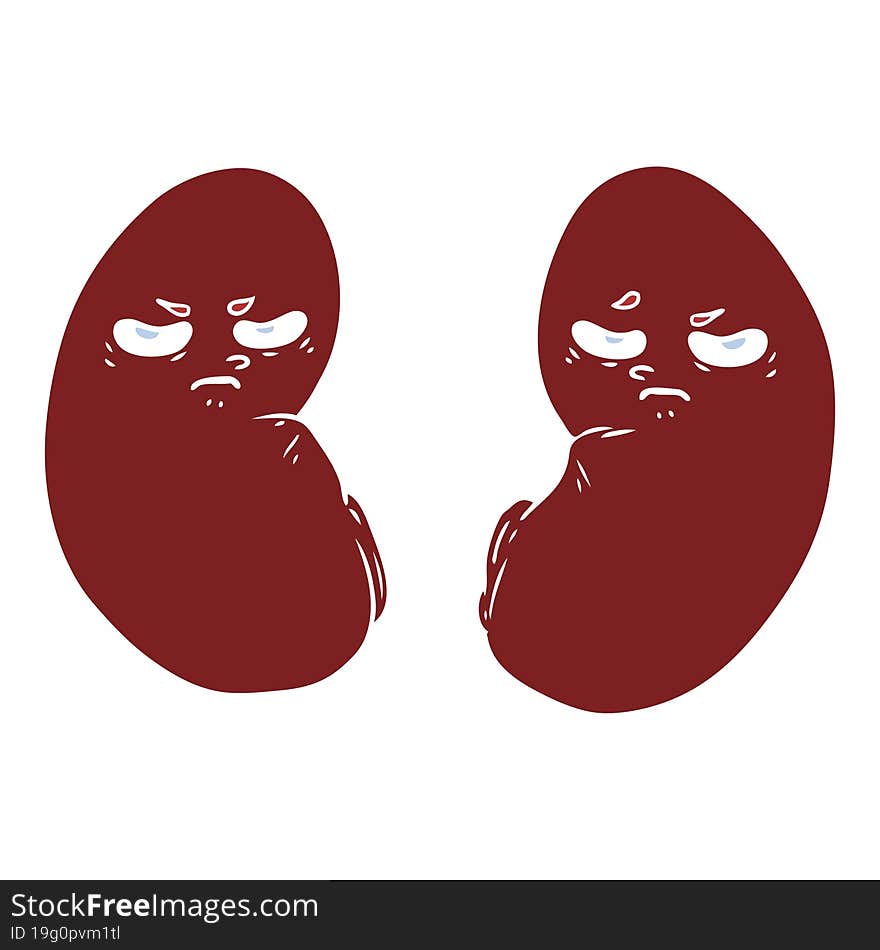 flat color style cartoon irritated kidneys