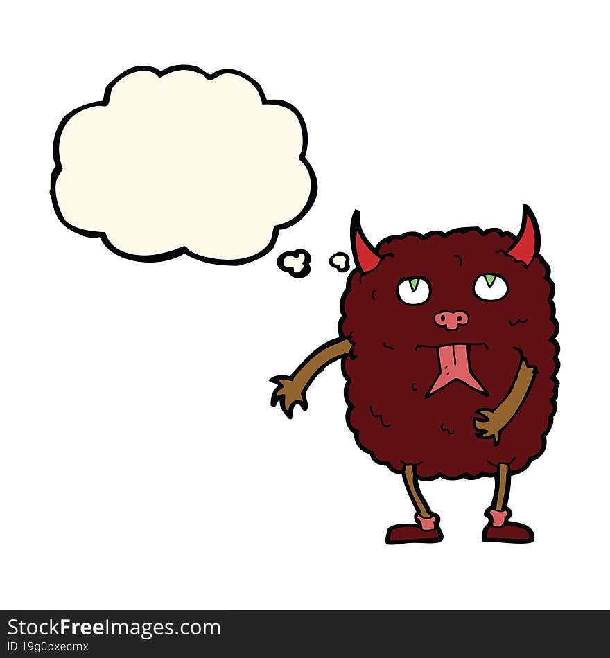 funny cartoon monster with thought bubble