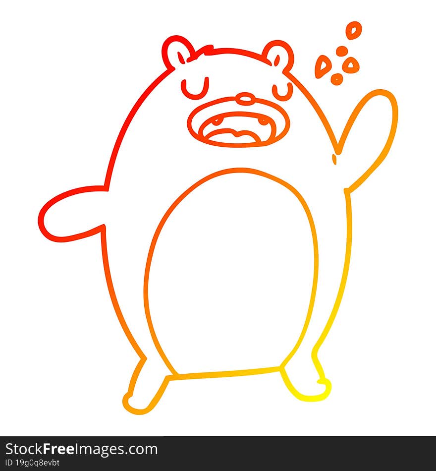 warm gradient line drawing funny cartoon bear