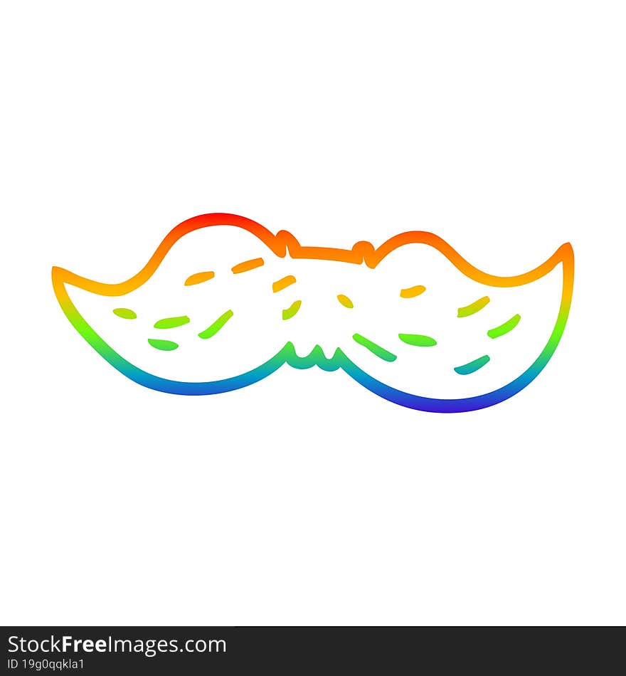 rainbow gradient line drawing cartoon mans mustache