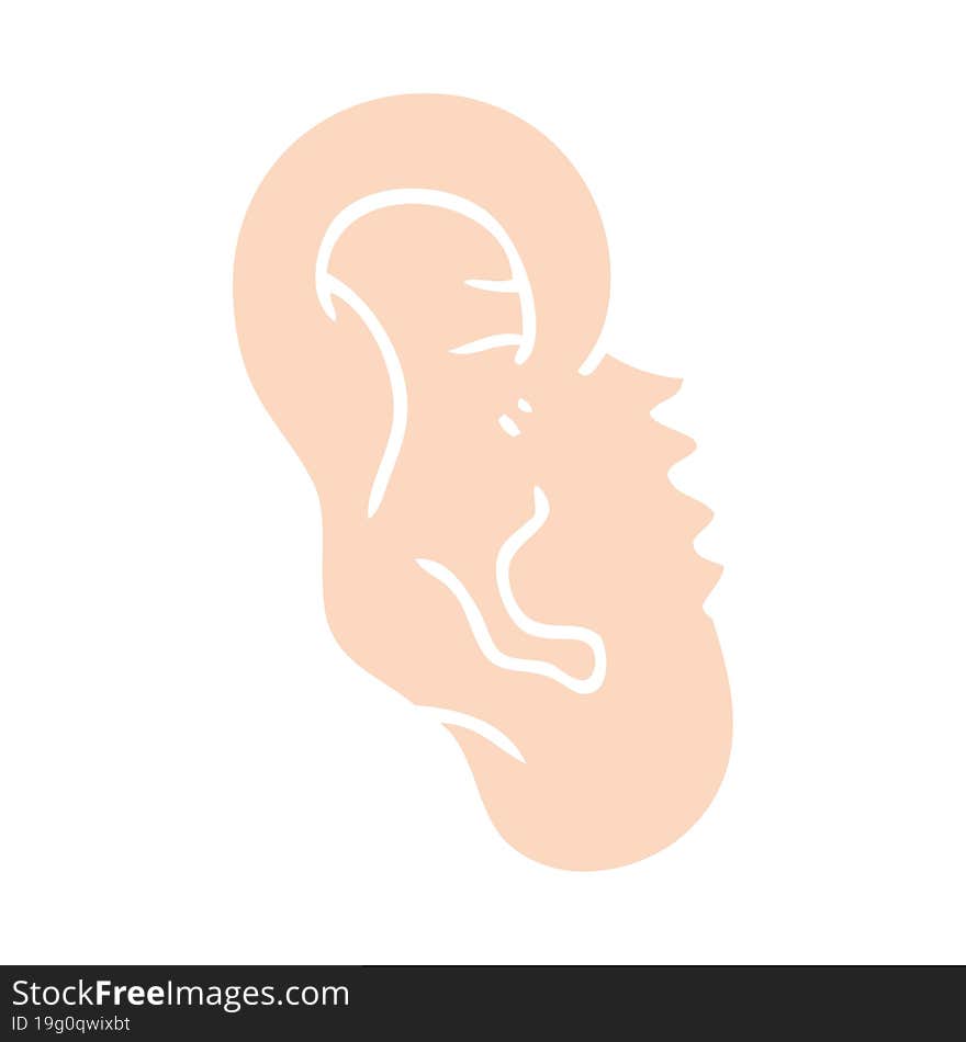 flat color illustration of human ear. flat color illustration of human ear