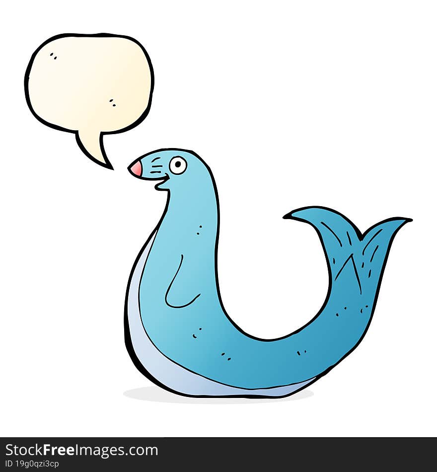 Cartoon Happy Seal With Speech Bubble