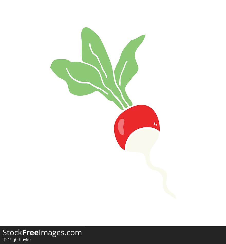 Flat Color Illustration Of A Cartoon Radish