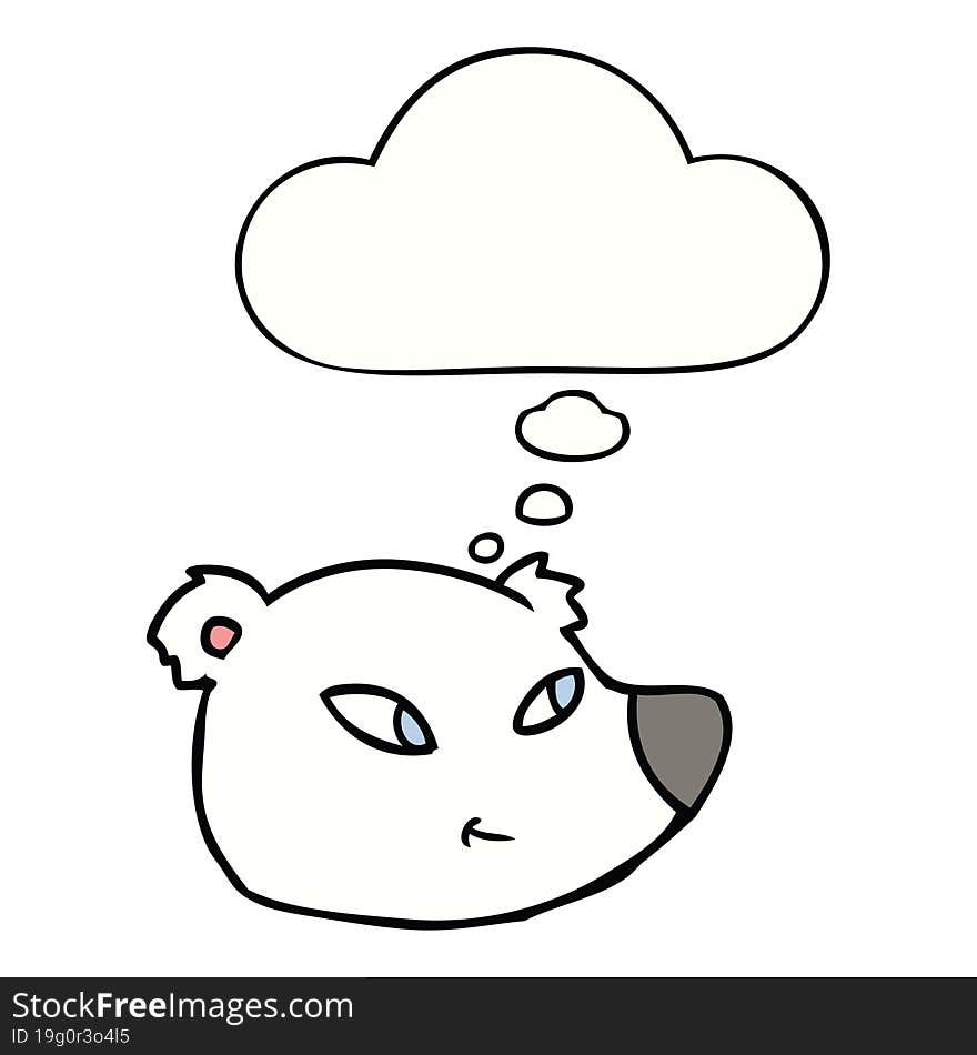 cartoon polar bear face and thought bubble