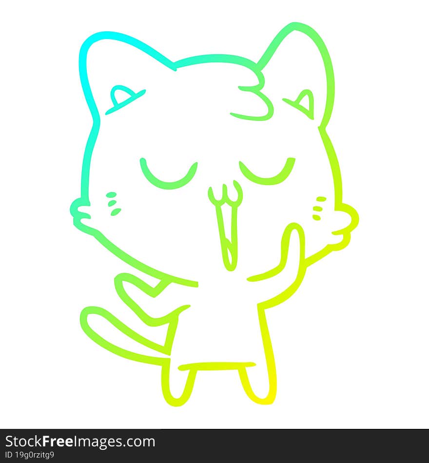 Cold Gradient Line Drawing Cute Cartoon Cat