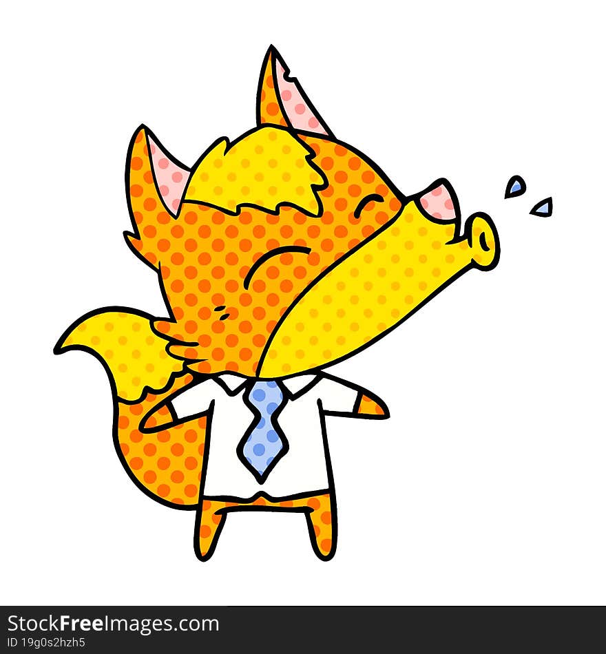 office worker fox cartoon character. office worker fox cartoon character