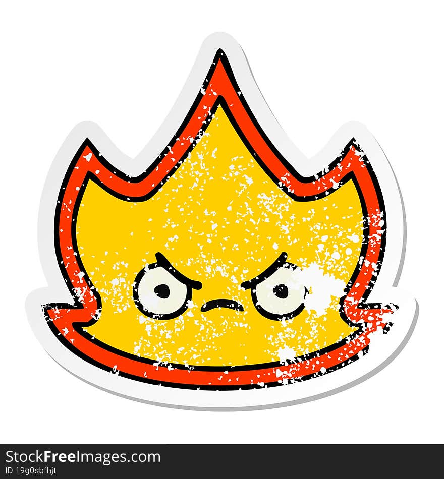 distressed sticker of a cute cartoon fire flame