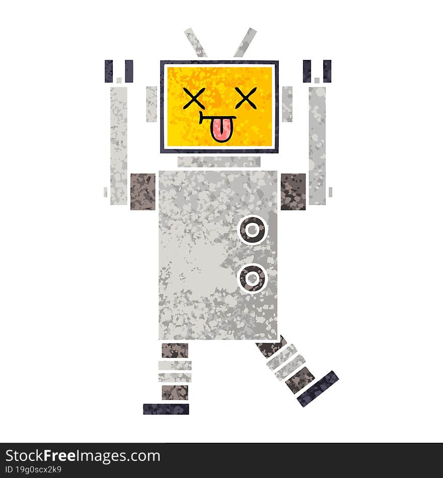 retro illustration style cartoon of a robot