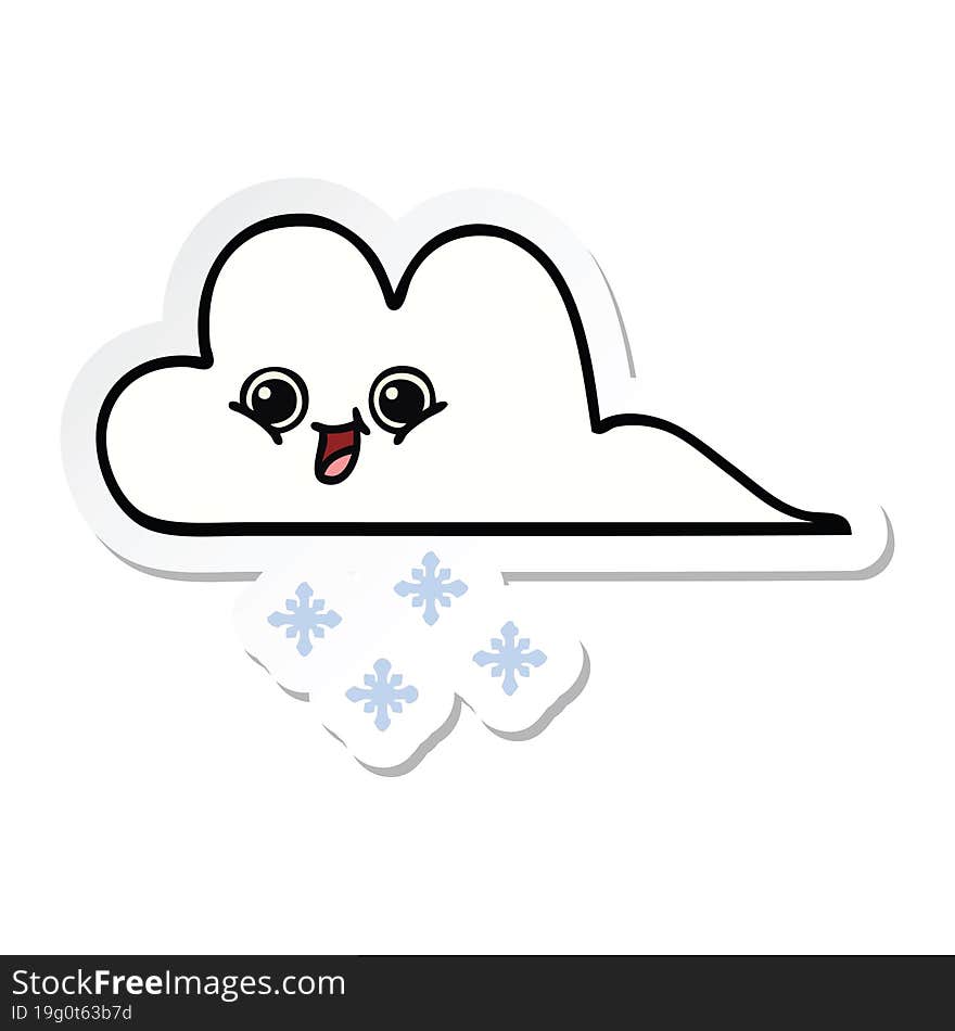 sticker of a cute cartoon snow cloud