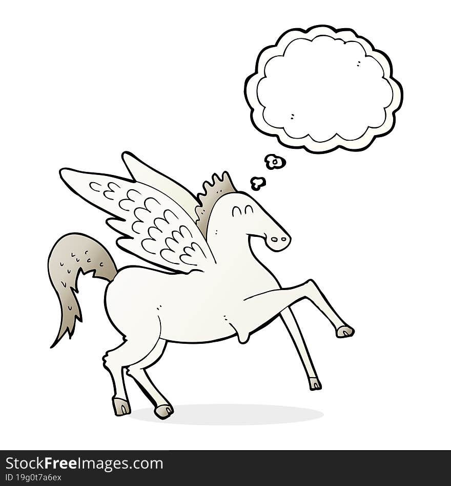 Cartoon Pegasus With Thought Bubble