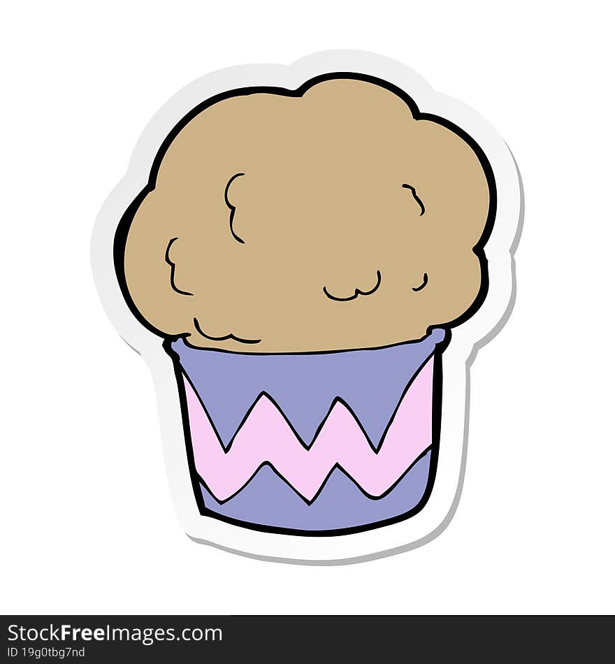 sticker of a cartoon cupcake