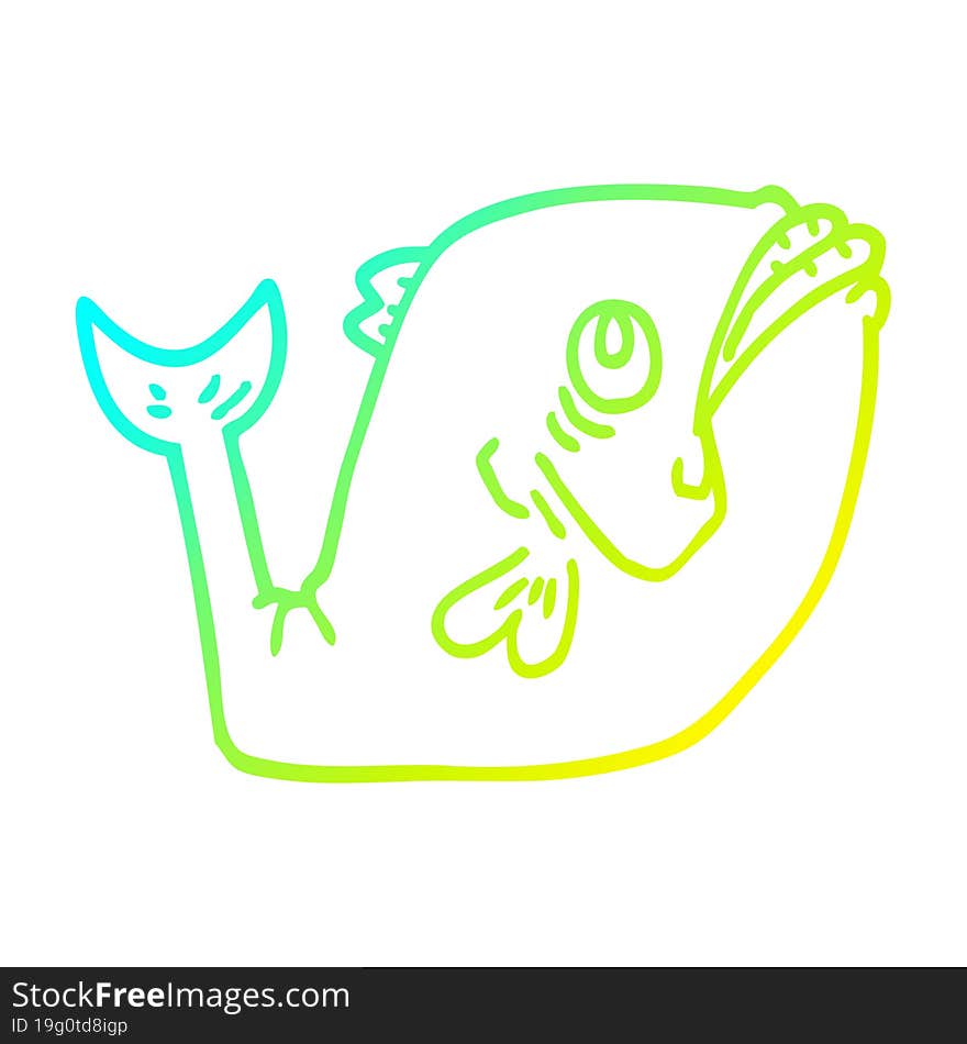 cold gradient line drawing funny cartoon fish