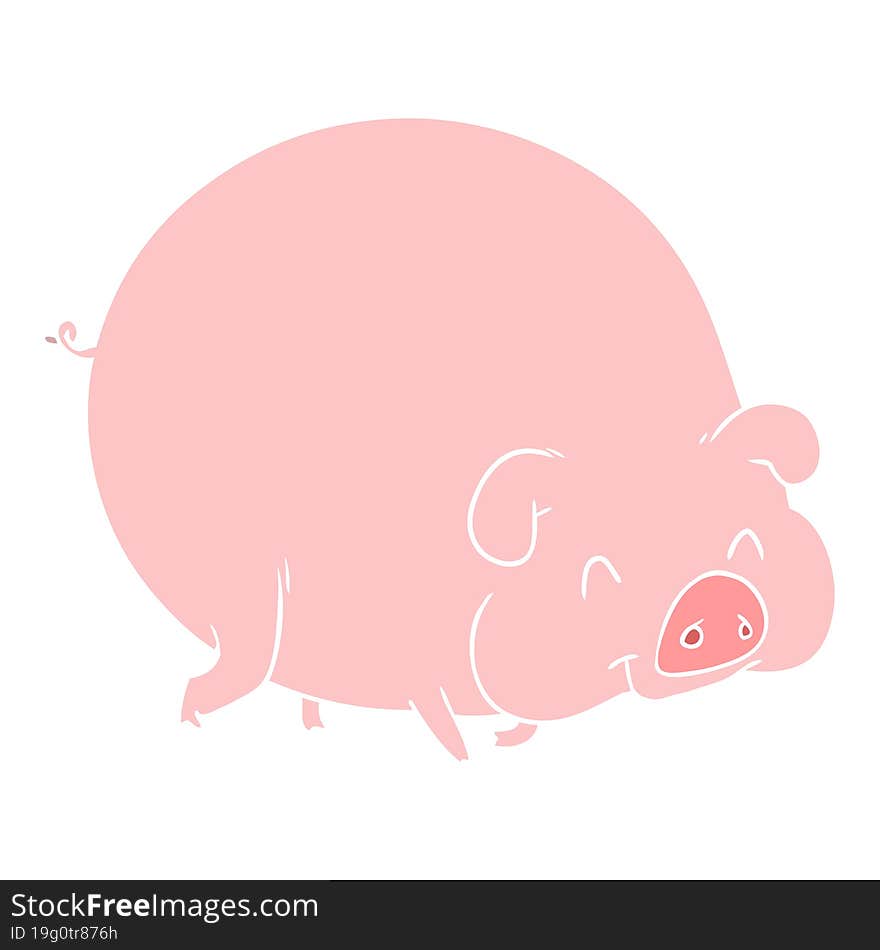 Flat Color Style Cartoon Pig