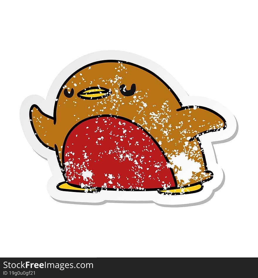 distressed sticker cartoon cute kawaii red robin