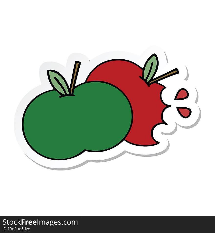 sticker of a cute cartoon juicy apple