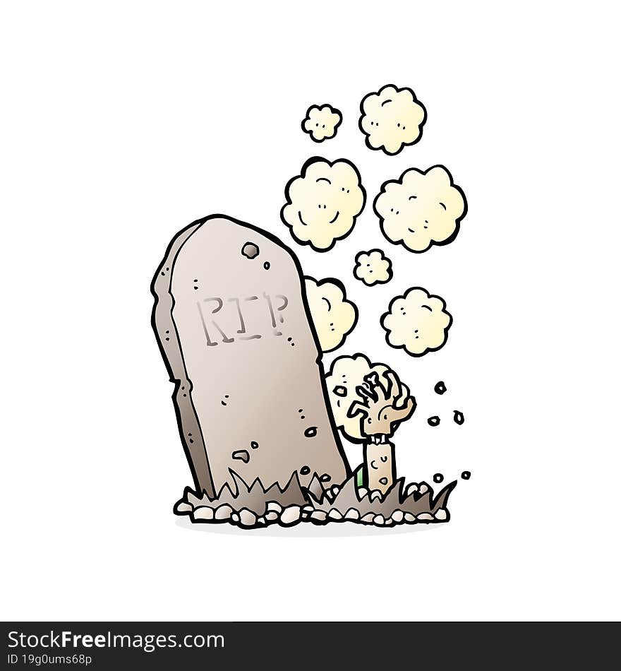 Cartoon Zombie Rising From Grave