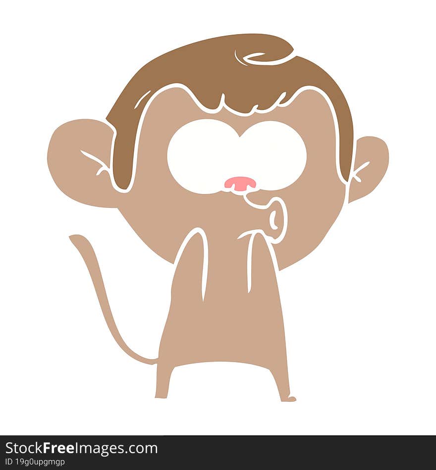 flat color style cartoon surprised monkey