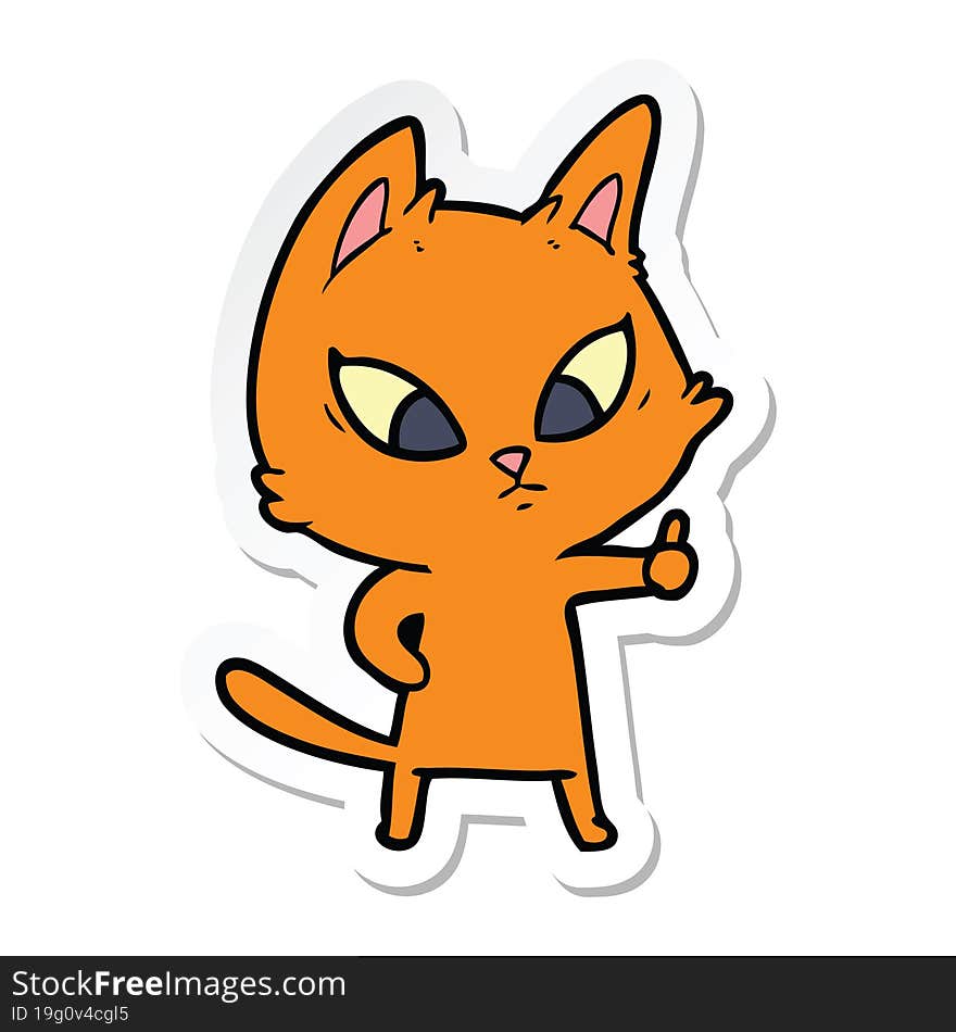 sticker of a confused cartoon cat