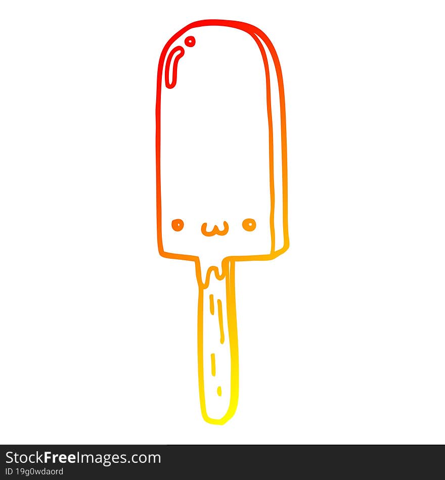 Warm Gradient Line Drawing Cartoon Ice Lolly