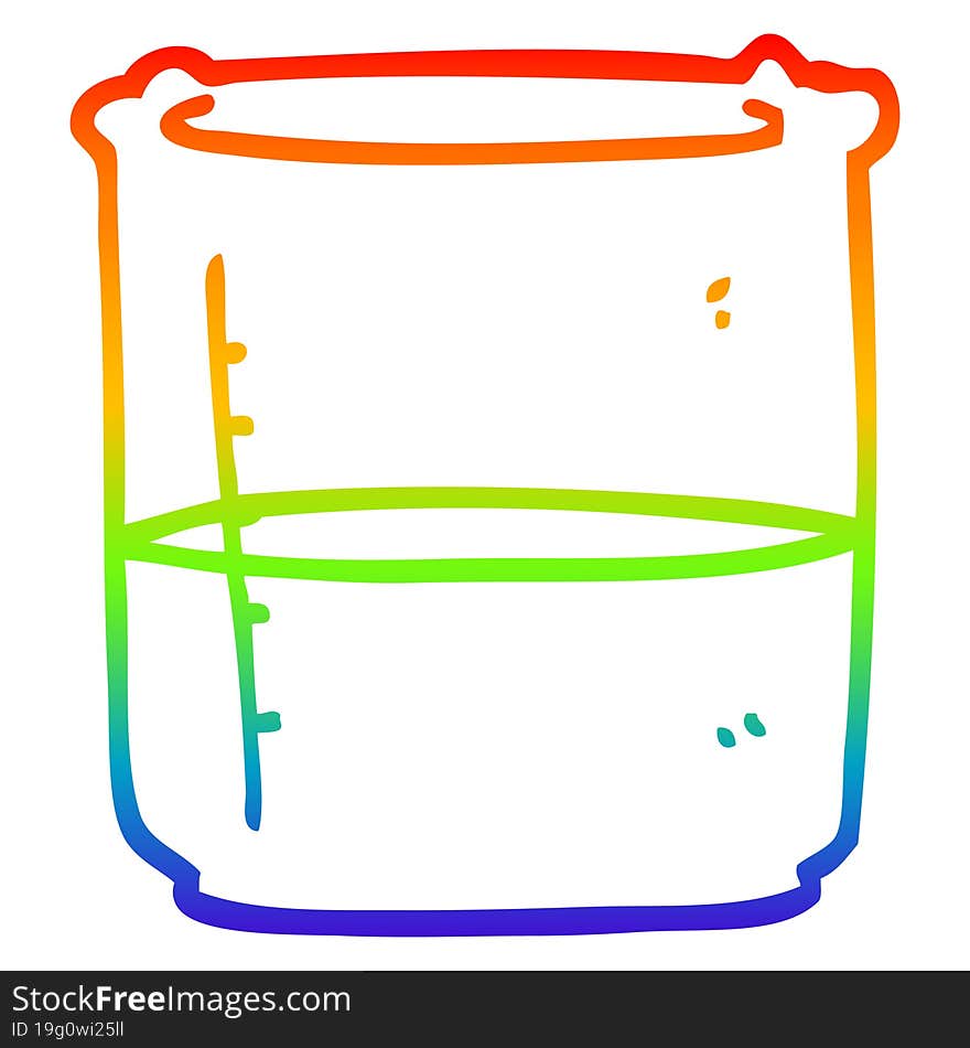 rainbow gradient line drawing cartoon science beaker