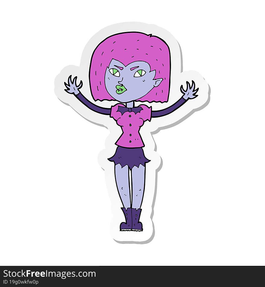 Sticker Of A Cartoon Vampire Girl