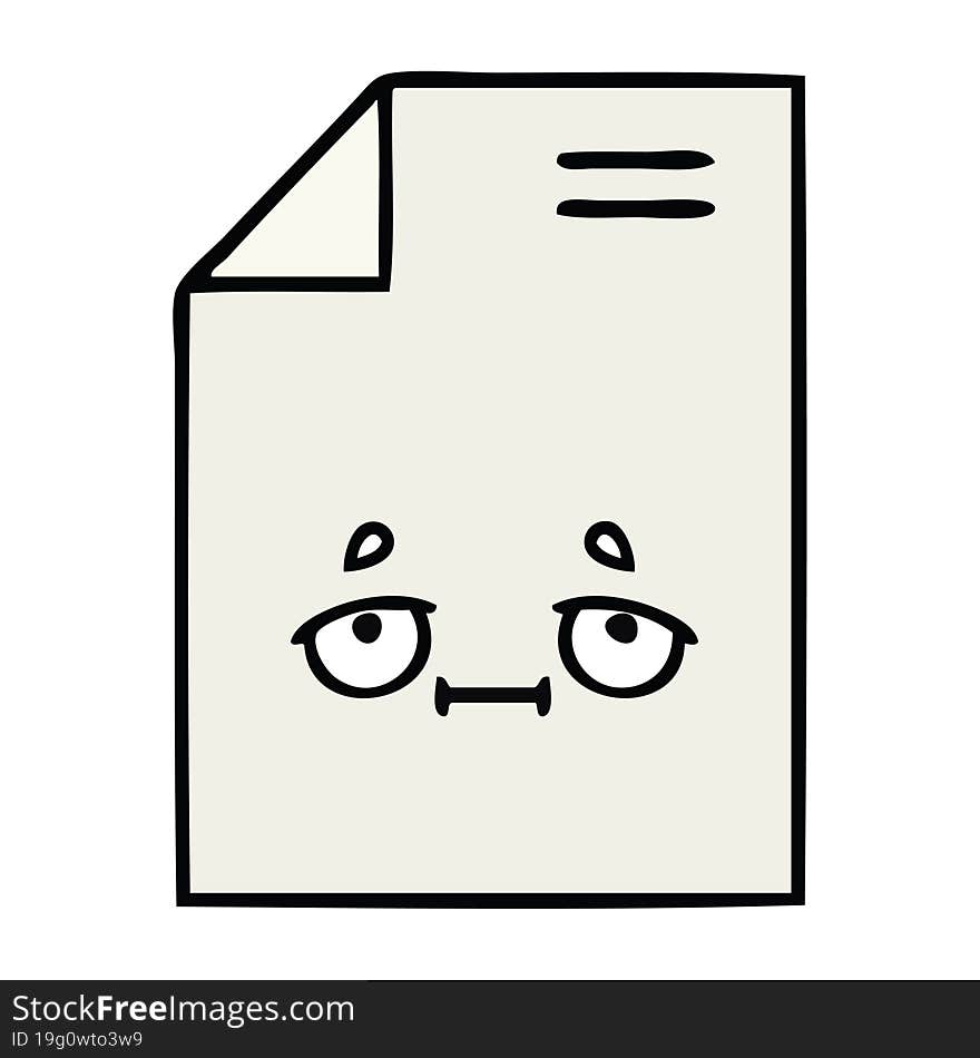 cute cartoon of a sheet of paper. cute cartoon of a sheet of paper