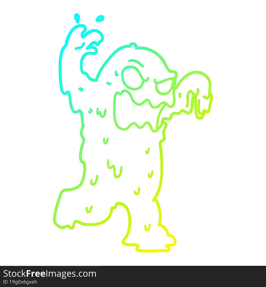 cold gradient line drawing cartoon slime monster