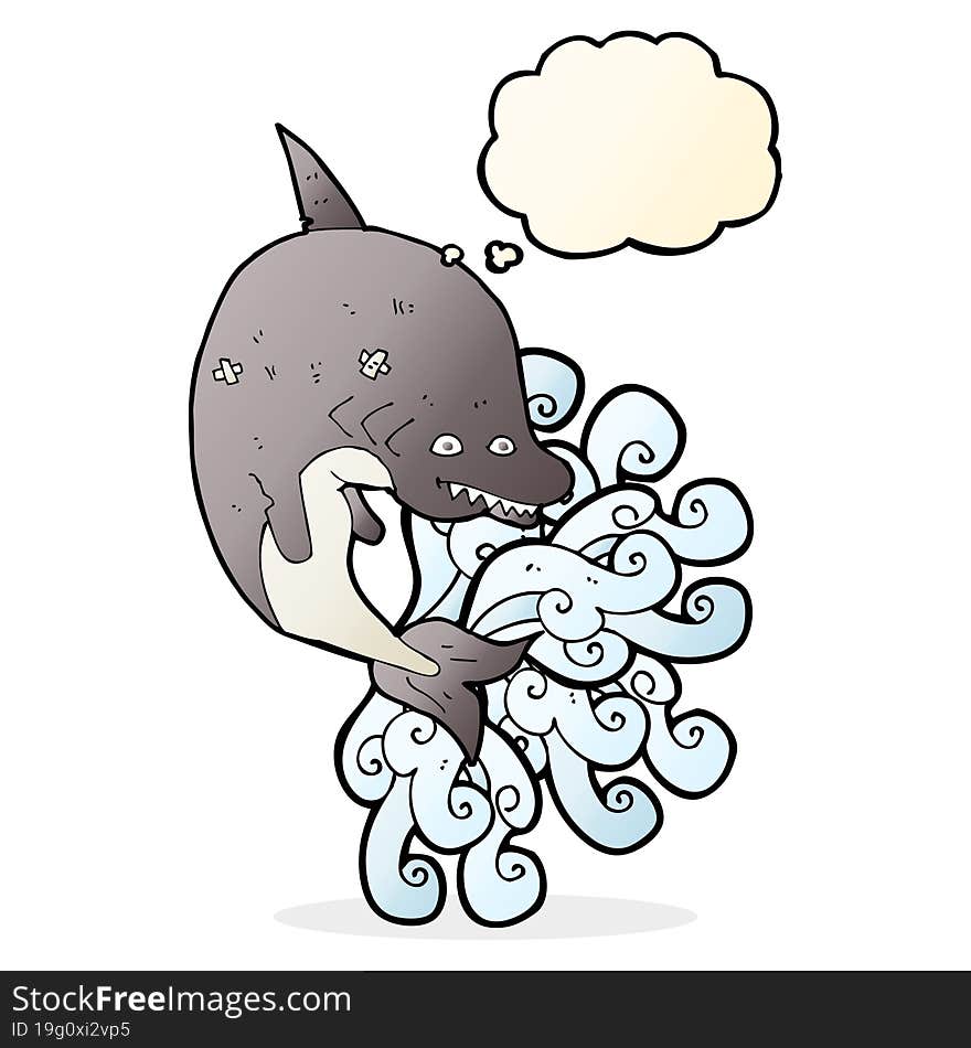 cartoon shark with thought bubble