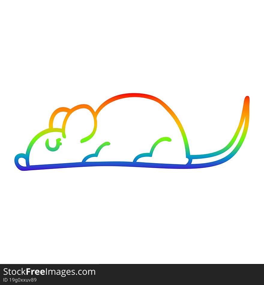 rainbow gradient line drawing of a cartoon black rat