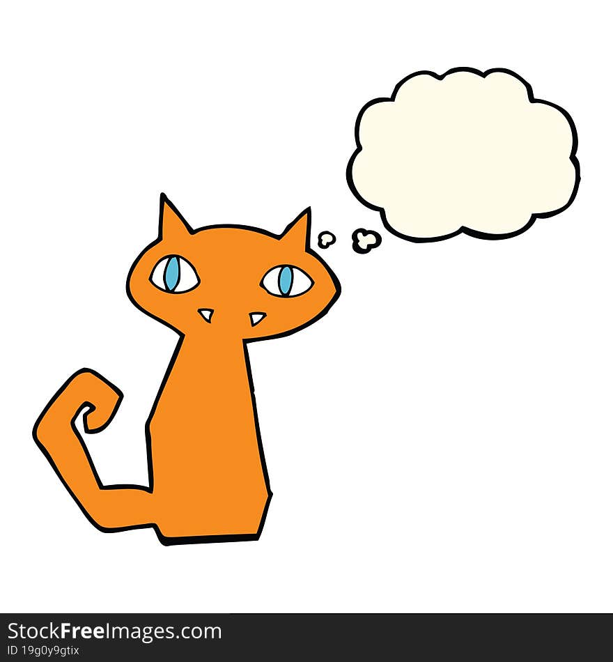 cartoon cat with thought bubble