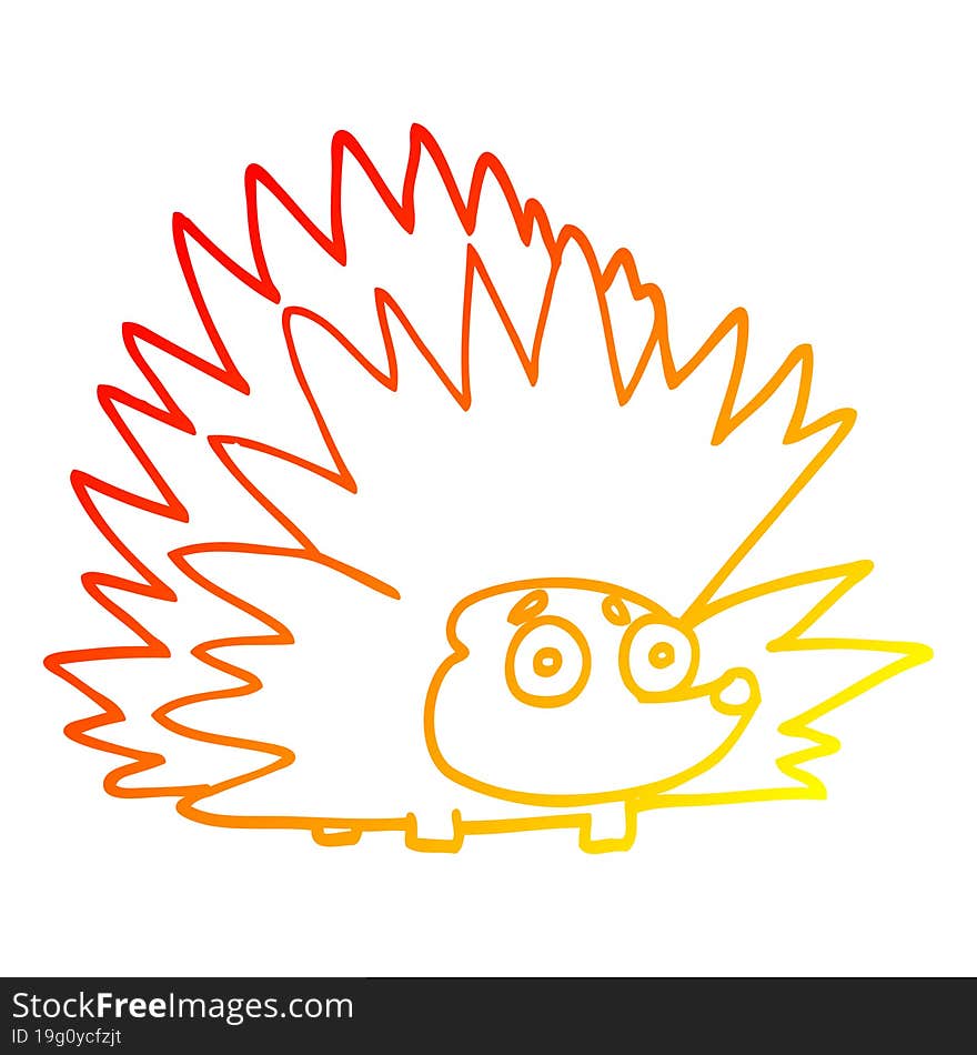 warm gradient line drawing cartoon spiky hedgehog