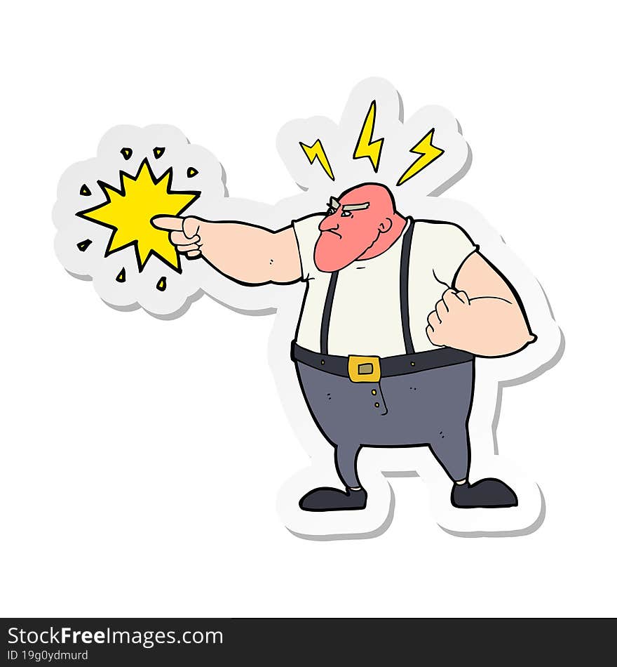 Sticker Of A Cartoon Angry Man