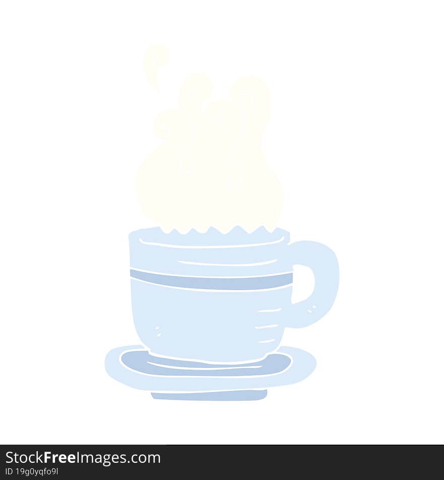 flat color illustration of a cartoon cup and saucer