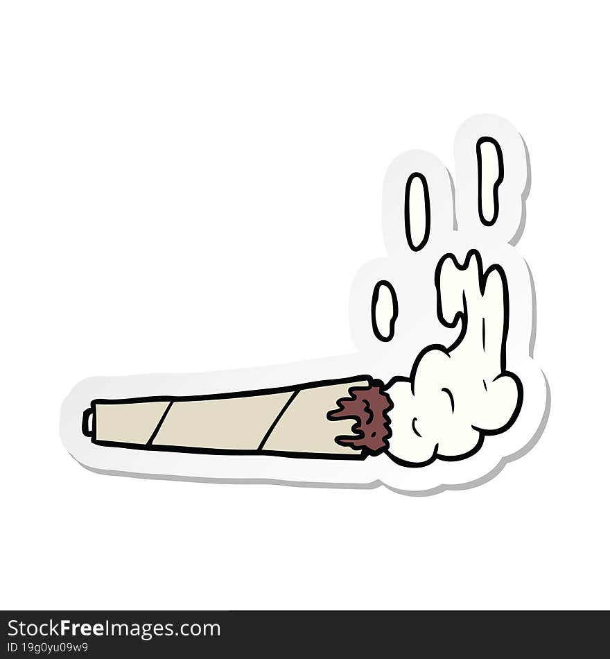 sticker of a cartoon marijuana joint