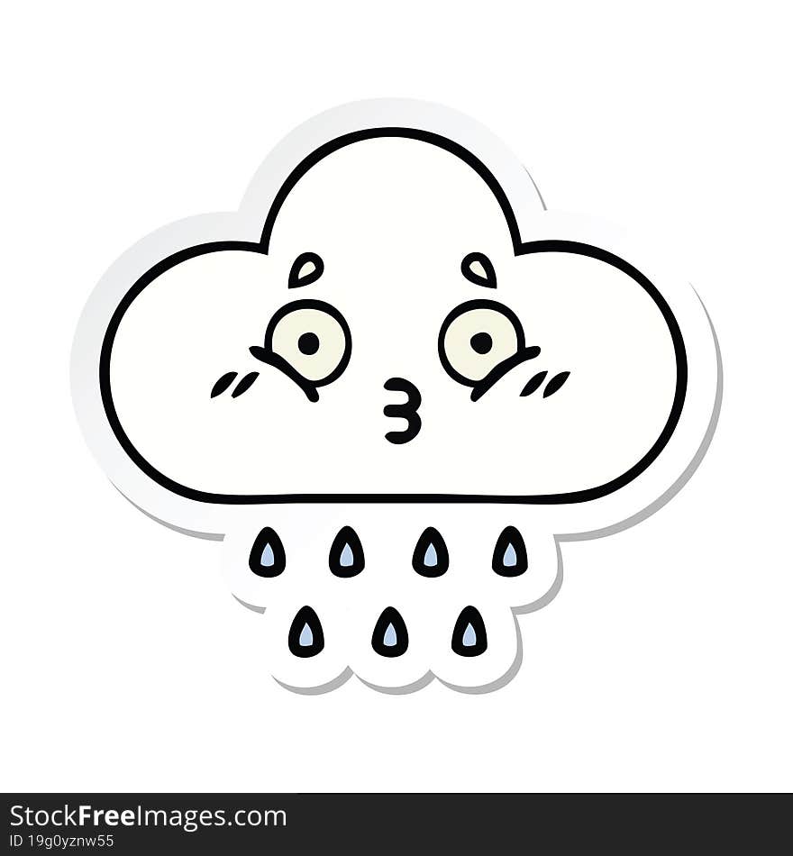 sticker of a cute cartoon rain cloud