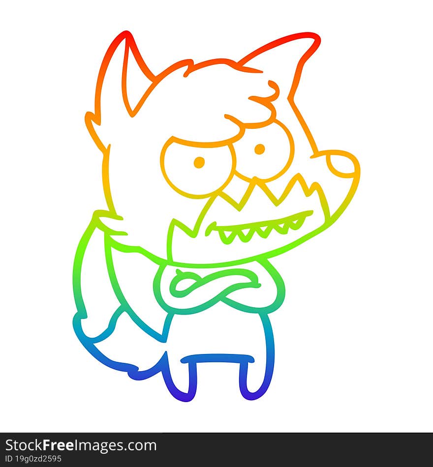 rainbow gradient line drawing cartoon grinning fox