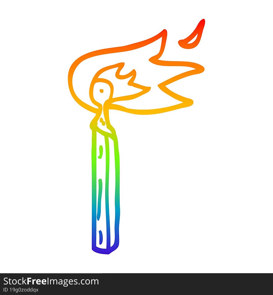 rainbow gradient line drawing cartoon lit match