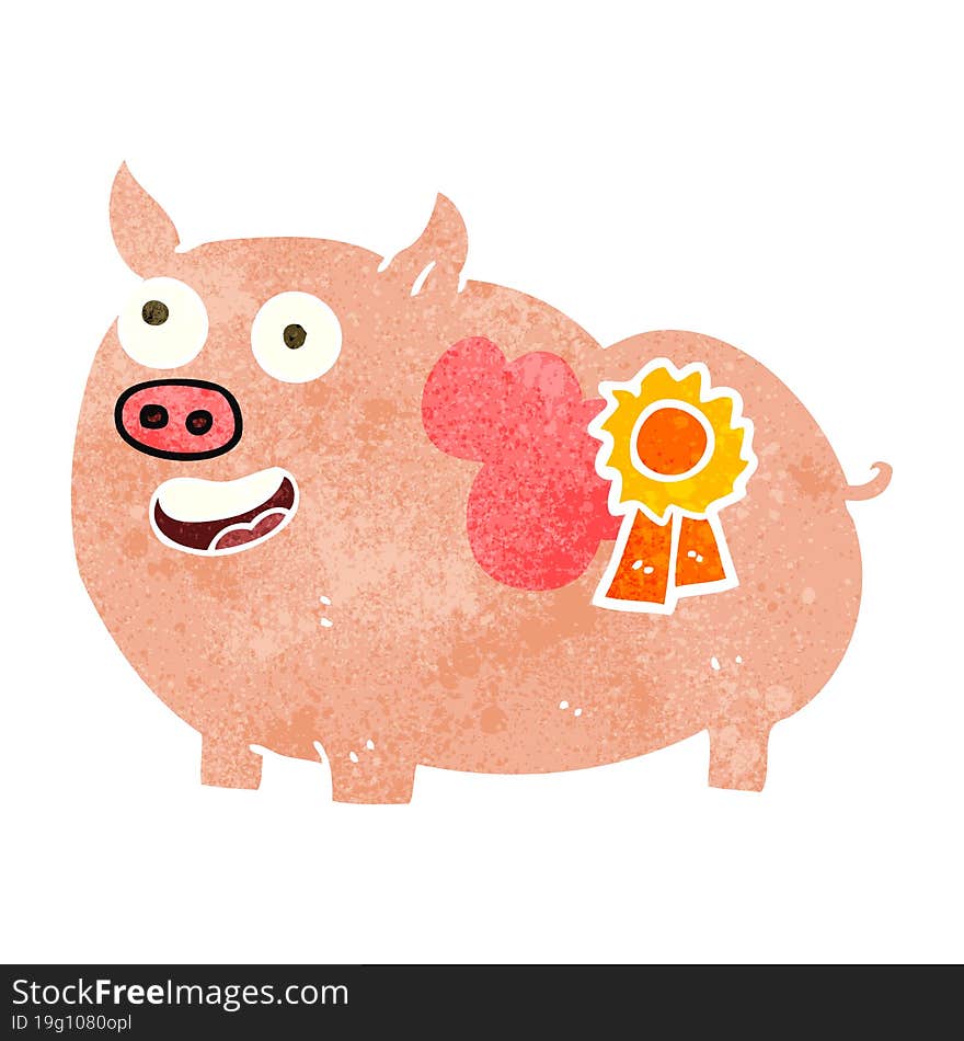 Retro Cartoon Prize Winning Pig