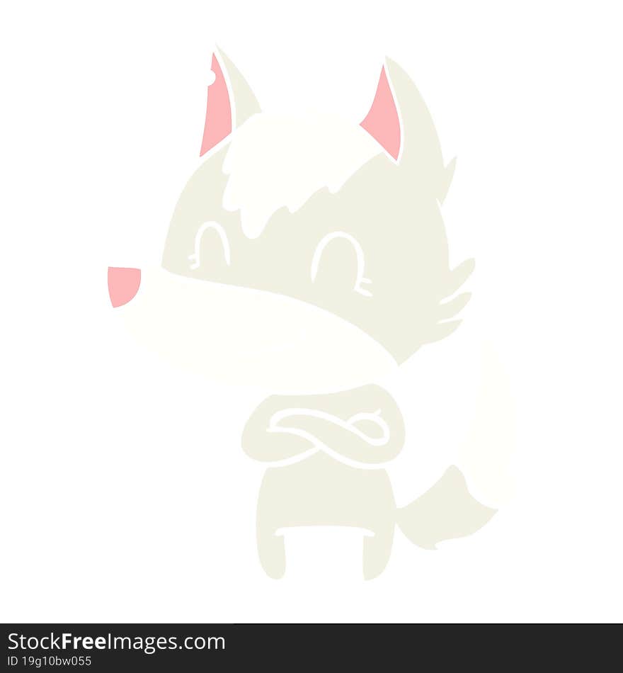 friendly flat color style cartoon wolf