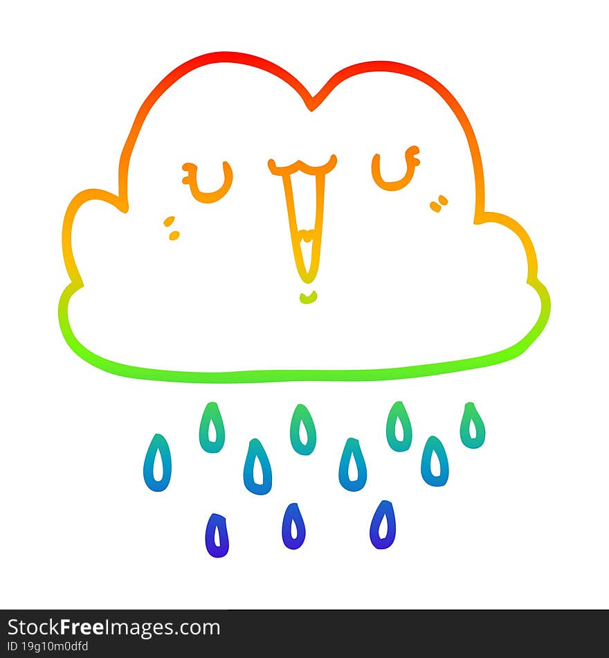 rainbow gradient line drawing of a cartoon storm cloud