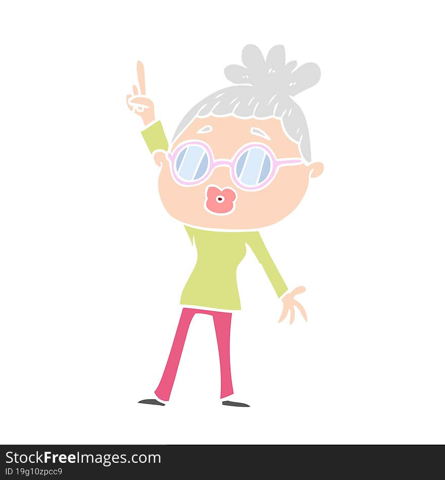 flat color style cartoon dancing woman wearing spectacles