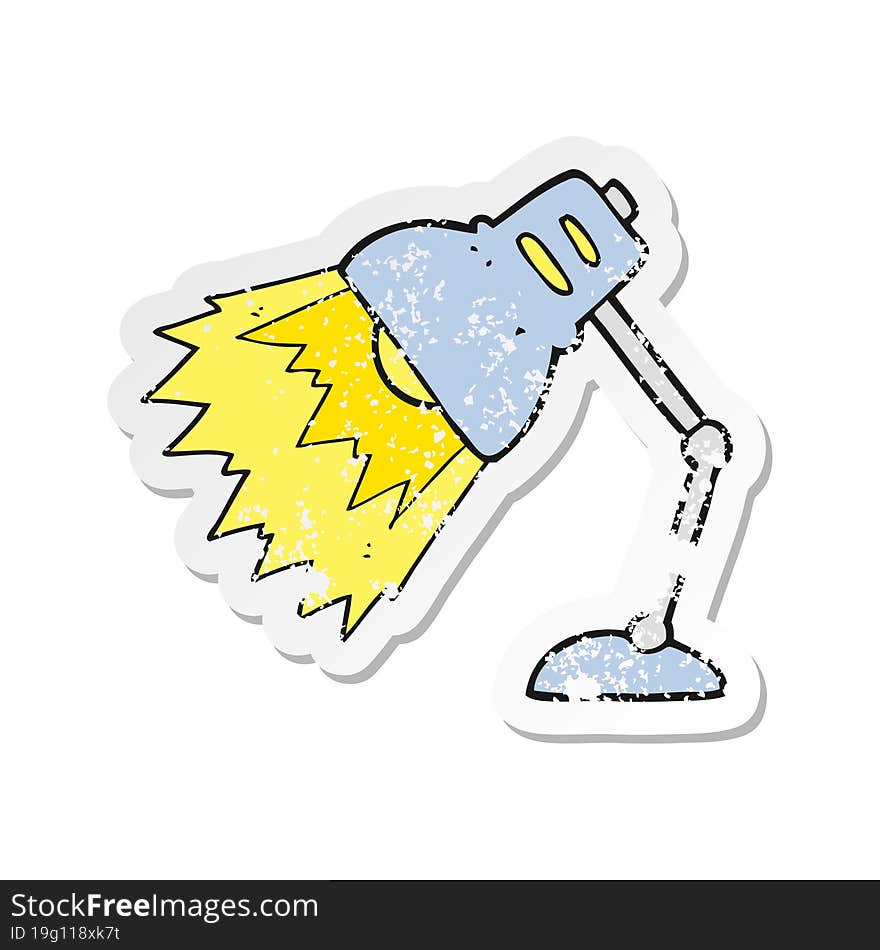 retro distressed sticker of a cartoon shining lamp